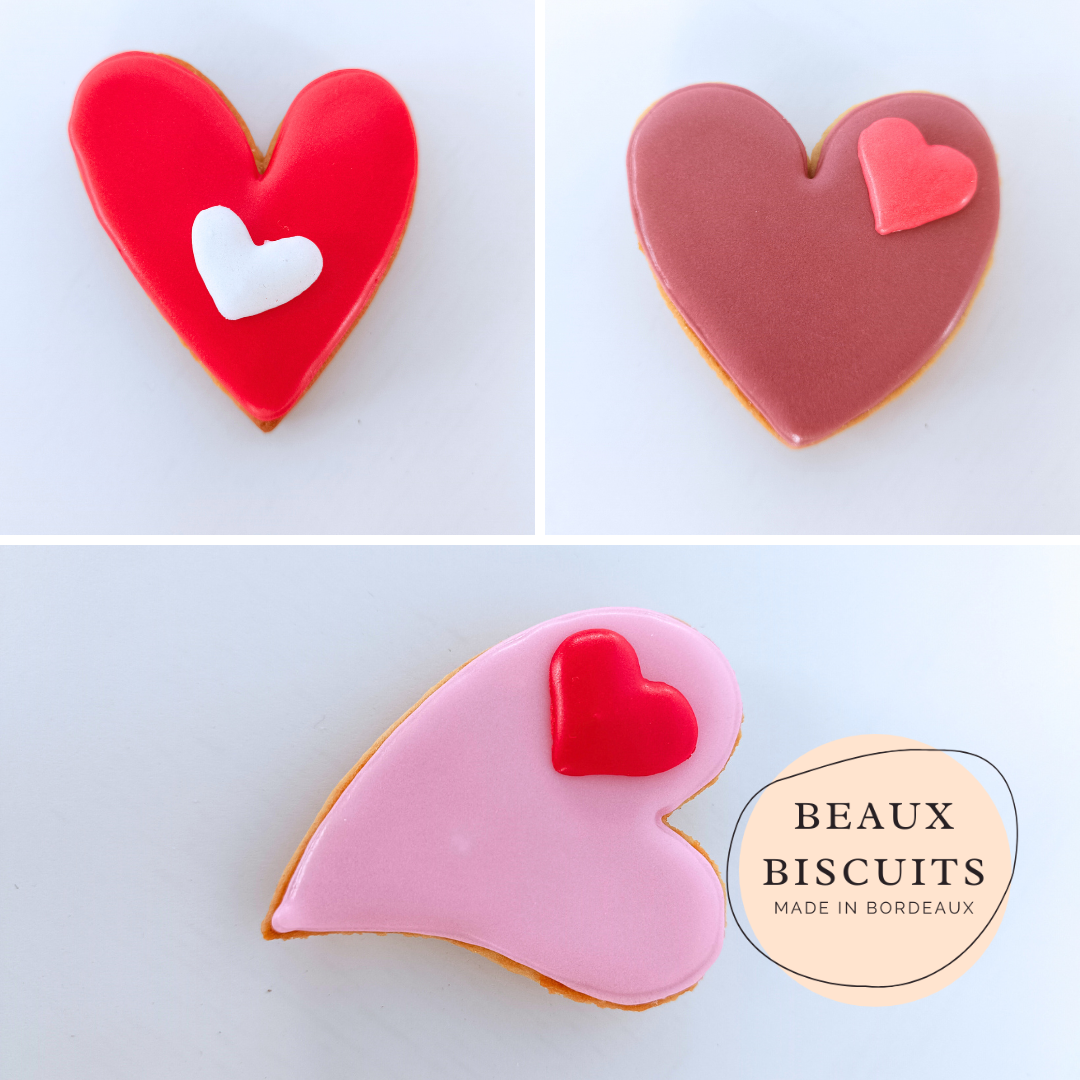 Coffret 3 biscuits coeur dans leur boite rouge