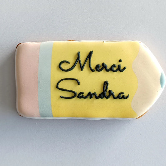 Biscuit crayon - merci + prénom personnalisé