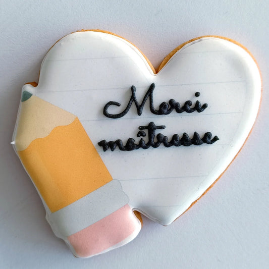 Biscuit coeur - merci maîtresse / maître / nounou
